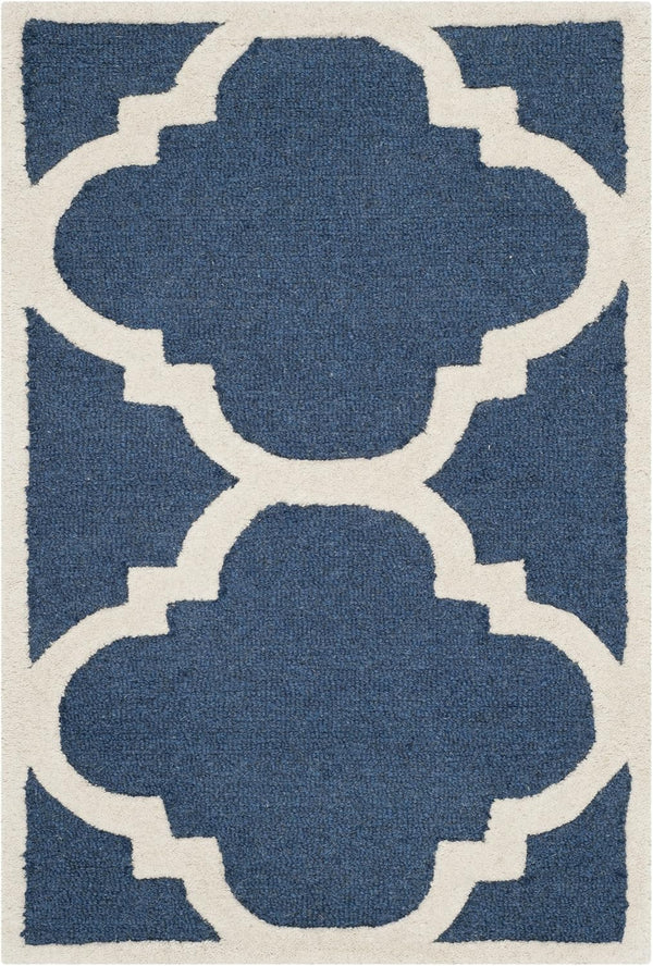 SAFAVIEH Cambridge Collection Handmade Moroccan Trellis Accent Rug, 2' x 3', Navy/Ivory CAM140G