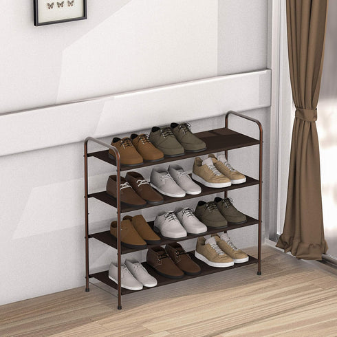 4-Tier Simple Houseware Shoe Rack Storage Organizer, Bronze