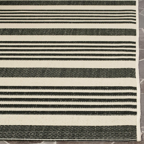 SAFAVIEH Courtyard Collection 2' x 3'7' Black/Bone CY6062 Stripe Indoor/ Outdoor Patio Backyard Mudroom Accent Rug by Safavieh