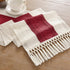 14 72 Inch 72 Inches ZeeMart Macrame Style Bicolor Stitching Table Runner, x Red/Ivory, Boho Red Table Runners Long