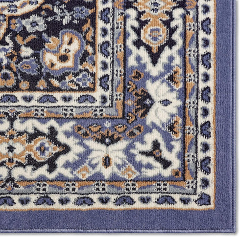 Home Dynamix Premium Sakarya Traditional Medallion Border Area Rug, Country Blue, 3'7"x5'2" Rectangle