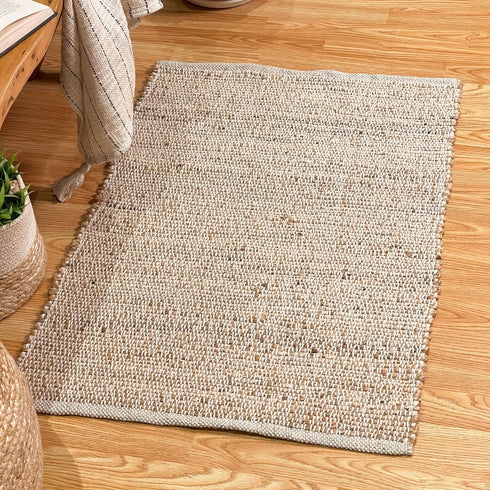 Chardin Home Jute Rugs Collection - 2x3 Feet Jute Braids Rug, Boho Rustic Natural Jute/Ivory Hand Woven Throw Rug for