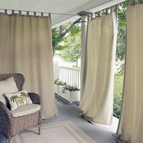 Elrene Home Fashions Matine Weatherproof Tab-Top Indoor/Outdoor Curtain Panel, 52”W x 108”L, Taupe