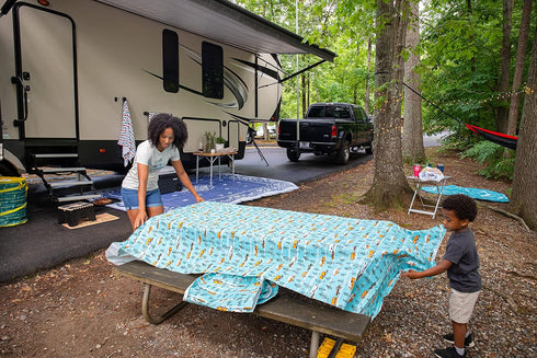 Camco Life is Better at The Campsite Beach Towel - Perfect Accessory for Beach or Pool, RV Design Pattern - 32-Inches x