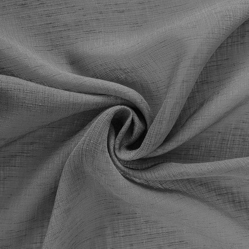 Charcoal Gray Sheer Curtains 45 Inches Long for Kitchen, Pair Set 2 Panels, Light Filtering Dark Grey