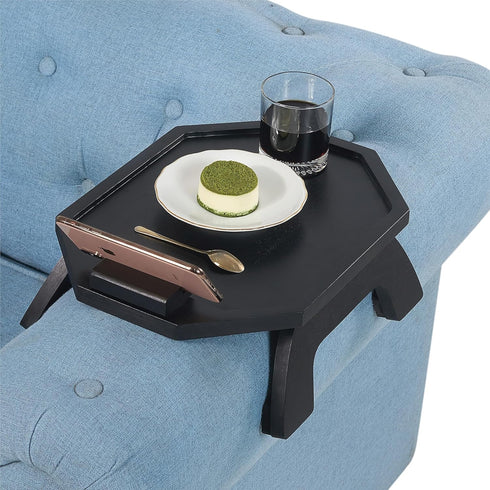 12 9 5 inches, (ST01) BLUEWEST Octagonal Sofa Tray Table, x x Black