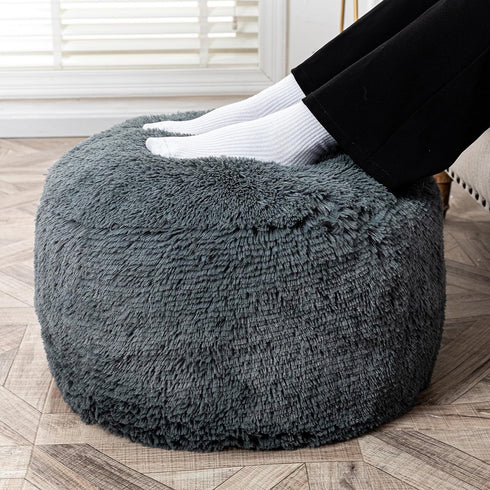 Fur Ottoman Stool Unstuffed Footstool Cover Floor Pouf NO Filler Foot Rest