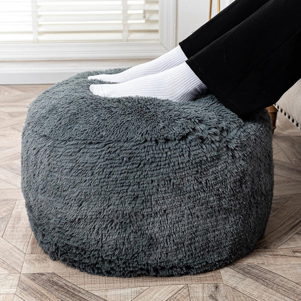 Fur Ottoman Stool Unstuffed Footstool Cover Floor Pouf NO Filler Foot Rest