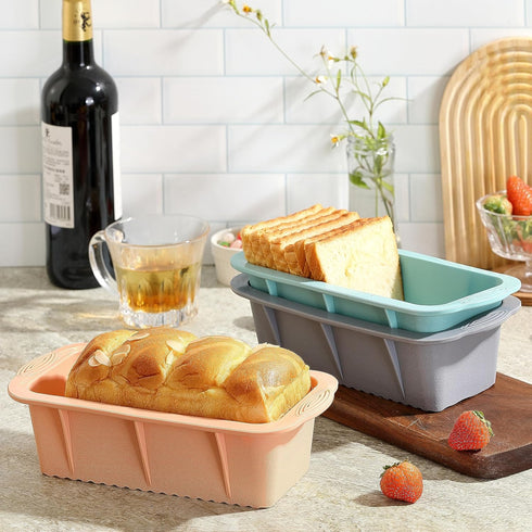 3PCS Silicone Bread Loaf Pan, Non-Stick Easy Release Pans for Baking, Great for Homemade Bread, Cakes, Brownies.
