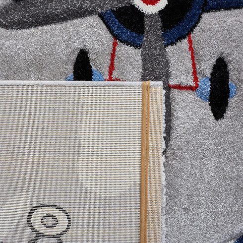 2'3" 4', (CRK137F) SAFAVIEH Carousel Kids Collection Accent Rug - x Light Grey & Red, Non-Shedding & Easy Care, Ideal