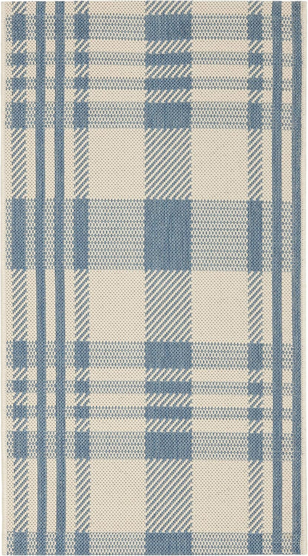 SAFAVIEH Courtyard Collection Accent Rug, 2' x 3'7", Beige & Blue, Indoor/Outdoor, Washable, High Traffic Areas