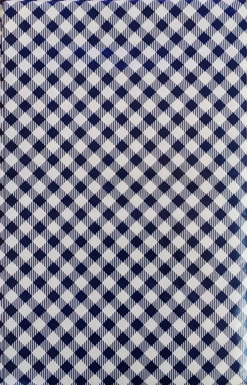 Gingham Bias Small Check Vinyl Flannel Back Tablecloth, Blue, 52" x 52" Square