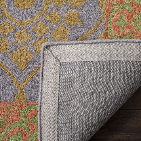 SAFAVIEH Suzani Collection Hand-Hooked Boho Premium Wool Accent Rug, 2' x 3', Orange / Silver SZN105A