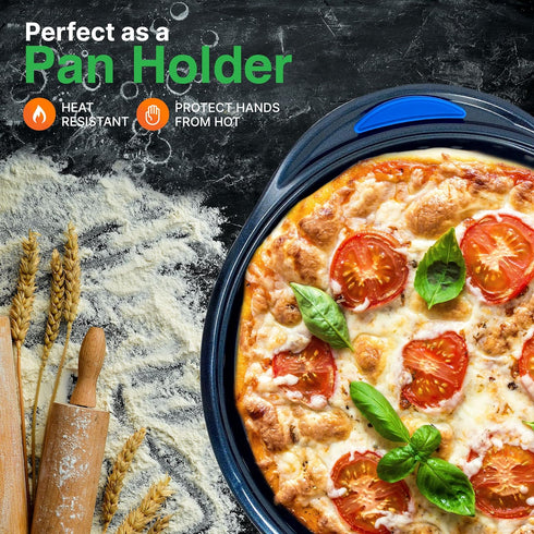 NutriChef Blue Silicone Handles, Flexible Design for Nonstick Carbon Steel Bakeware Pans, Compatible with NCBK10S