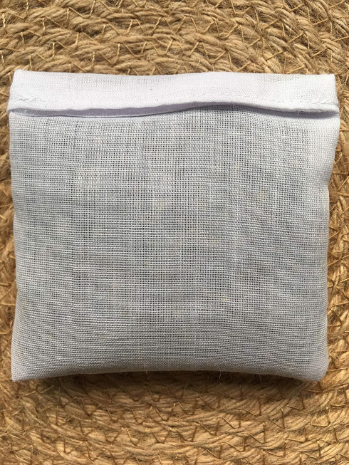 Hand Embroidered Lavender Pillow Sachet Bag “Lavender Crown” – Natural Linen Cushion 6"x6", Set of 3