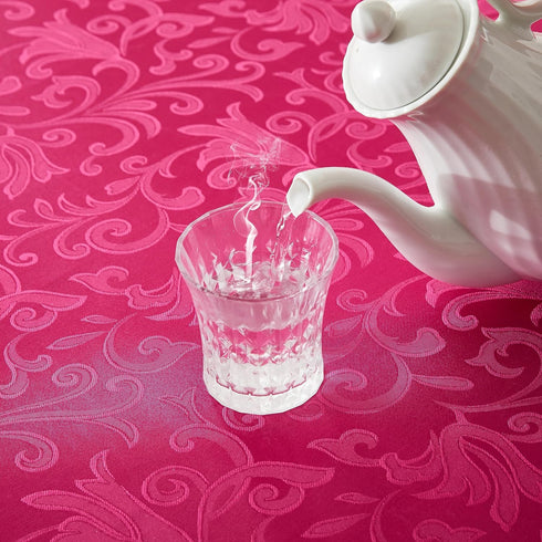 HommxJF 4 Placemats,13 19 inch Pieces Wave Scroll Damask Jacquard Hot Pink x Protect Surface Heat and Stain Resistant
