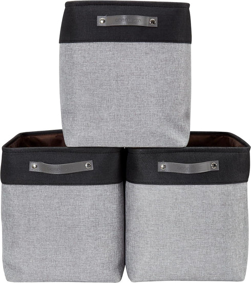 DECOMOMO Large Storage Baskets, 54.5L Fabric Bins for Organizing Laundry, Nursery, Toys (Grey and Black, XXXL)
