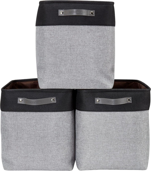DECOMOMO Large Storage Baskets, 54.5L Fabric Bins for Organizing Laundry, Nursery, Toys (Grey and Black, XXXL)
