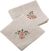 Saro Lifestyle Linen Blend Napkin Set of 4, Embroidered Ornament Design, Natural, 20"