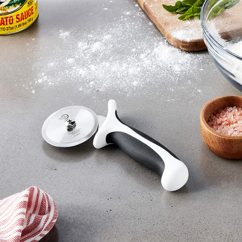 Millennia Pizza Cutter with White Handle, 2-3/4 Inch Wheel, Stainless Steel by Mercer Culinary