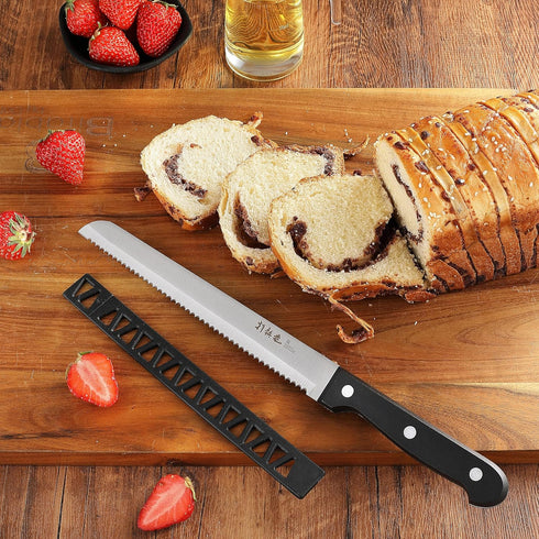 HIA Stainless Steel 8 Inch Serrated Bread Knife, Perfect for Homemade Bread and Cake, Knife Cover Included