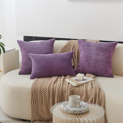 20x20 20 20 inch (50cm), Home Brilliant Throw Pillow Cover Soft Accent Pillow Cover Striped Plush Velvet Corduroy