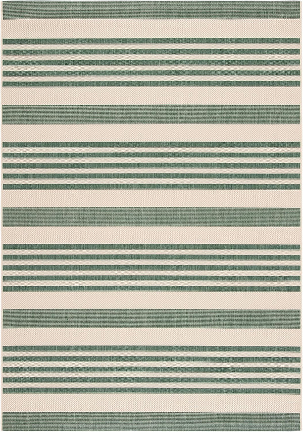 SAFAVIEH Courtyard Collection 2' x 3'7" Beige/Dark Green CY6062 Nautical Coastal Stripe Waterproof Easy Cleansing Mat