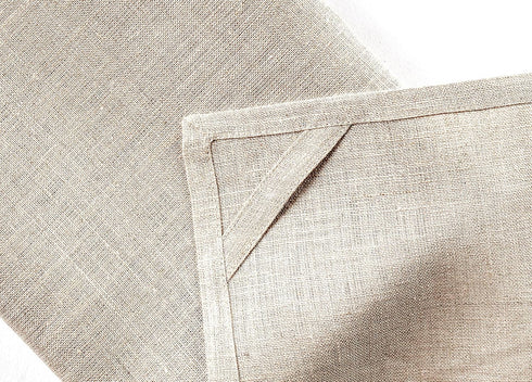 Solino Home Linen Kitchen Towels Set of 2 - 100% Pure Linen, Natural 17 x 26 Inch, Machine Washable