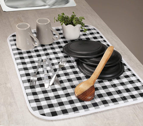 Buffalo Classic Check Plaid 2-Piece Dish Drying Mat Set - Extra Large 18"x24"