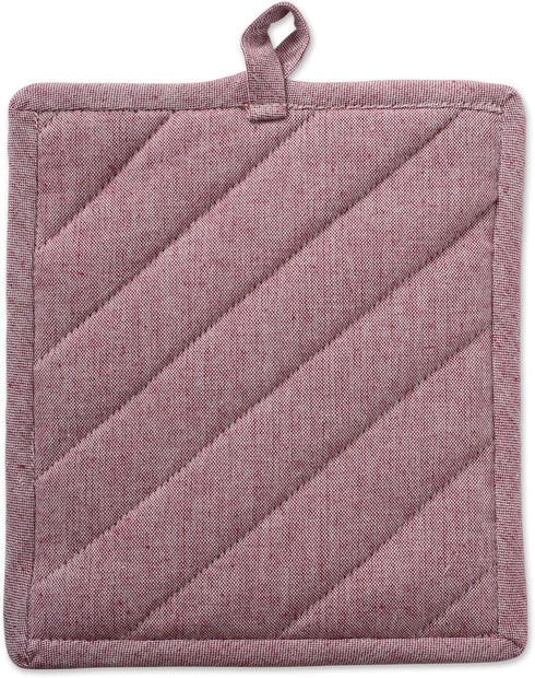 DII 100% Cotton Solid Chambray Kitchen Set, Barn Red, 2 Piece Potholders