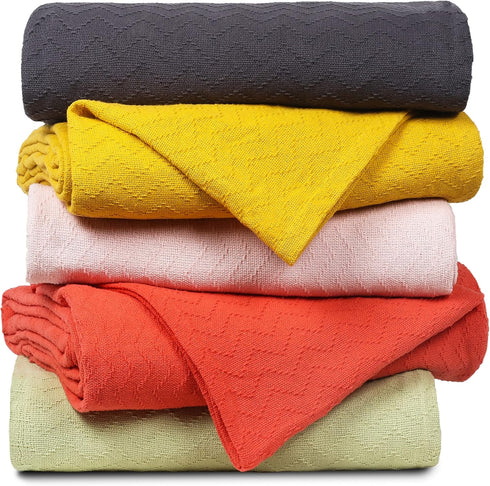 Belizzi Home 100% (60*90inch) Cotton Bed Blanket, Breathable Thermal Blanket Twin Size, Soft Chevron,Perfect