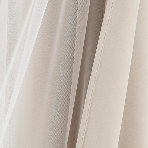 90% 84 inch Grommet 37" Wx84 Lx2 Bujasso Beige Blackout Curtains with Sheer Overlay Mix and Match Double Layer Thermal