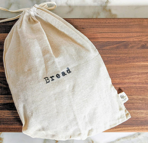 Montecito Home Set 2 12"x15" of Extra Large Farmhouse Natural Linen Artisan Boule Bread Bags, Reusable Drawstring Bag
