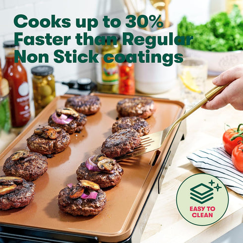 15 12" 22", bella XL Electric Ceramic Titanium Griddle, Make Eggs At Once, Healthy-Eco Non-stick Coating, Hassle-Free