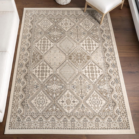 nuLOOM 2x3 Becca Traditional Tiled Area Rug, Beige, Stain Resistant, Faded Transitional Design