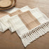 14 108 Inch 108 Inches ZeeMart Macrame Style Bicolor Stitching Table Runner, x Beige/Ivory, Boho Light Tan Table