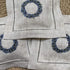 Hand Embroidered Lavender Pillow Sachet Bag “Lavender Crown” – Natural Linen Cushion 6"x6", Set of 3