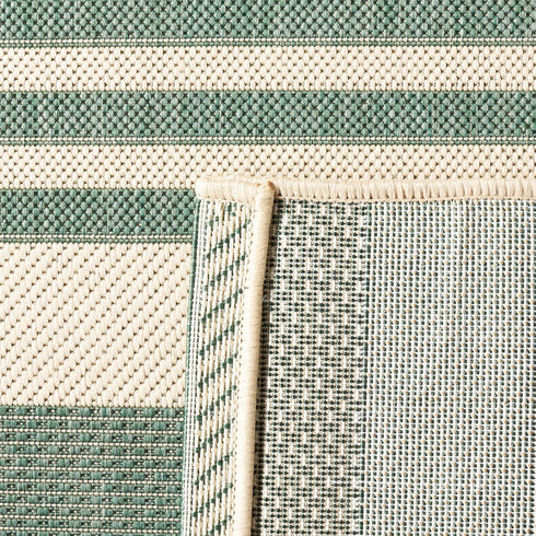 SAFAVIEH Courtyard Collection 2' x 3'7" Beige/Dark Green CY6062 Nautical Coastal Stripe Waterproof Easy Cleansing Mat