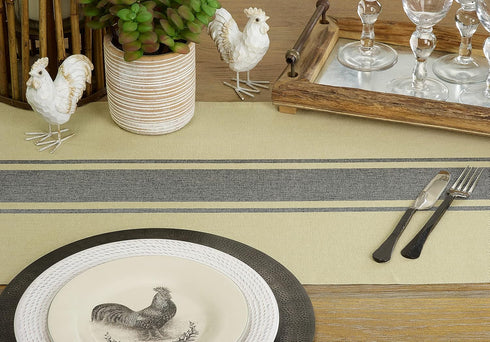 Cotton Table Runner with Banded Design