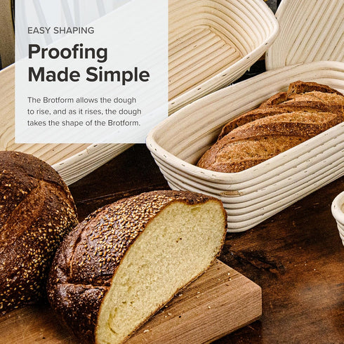 Frieling Proofing Basket, Brotform Bread Rising Banneton, Rectangle, 12-Inch by 5.5-Inch, Serving Basket
