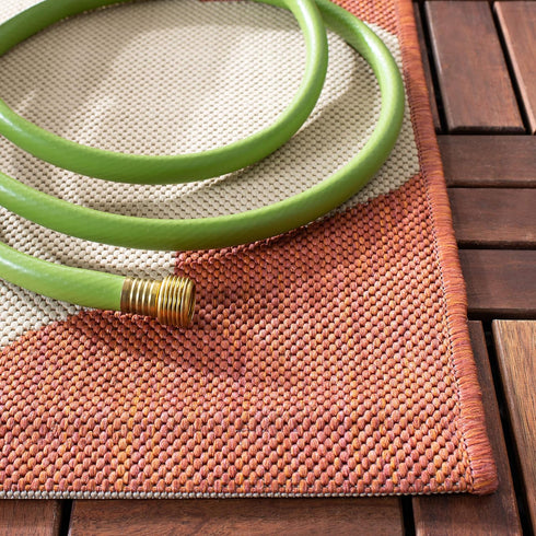 SAFAVIEH Courtyard Collection 2'7" x 5' Beige/Blue CY6162 Waterproof Indoor/Outdoor Easy-Cleaning Area Rug for Patio