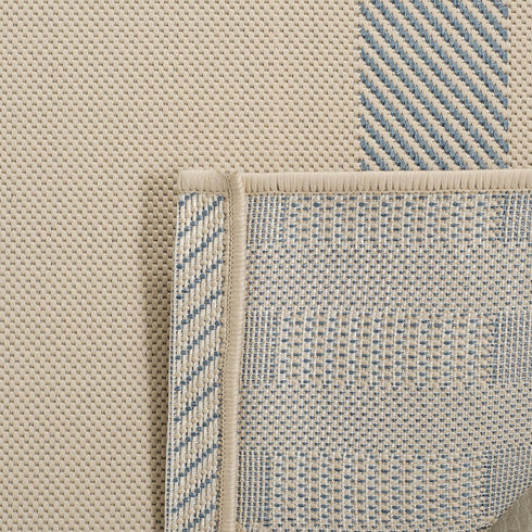 SAFAVIEH Courtyard Collection Accent Rug, 2' x 3'7", Beige & Blue, Indoor/Outdoor, Washable, High Traffic Areas