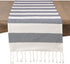 SARO LIFESTYLE Cabana Collection Cotton Stripes Tasseled Runner - 16" x 72", Navy Blue