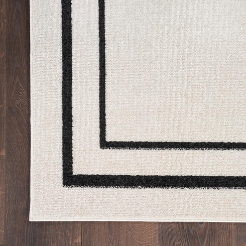 2' 6' (6' Nourison Home Nourison Essentials Ivory/Black x Area Rug - Easy Clean, Non Shedding, Bed Room, Living Room
