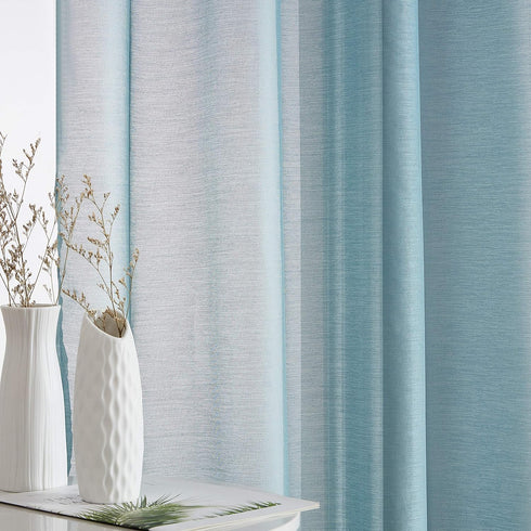 HLC.ME Lauren Semi Sheer Light Filtering Transparent Pocket Top & Back Tab Lightweight Floor Length Window Curtains, 2