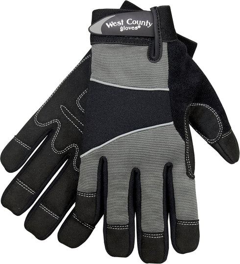 West County Men's Gloves – Large, Charcoal, Work Gloves with Adjustable Cuff