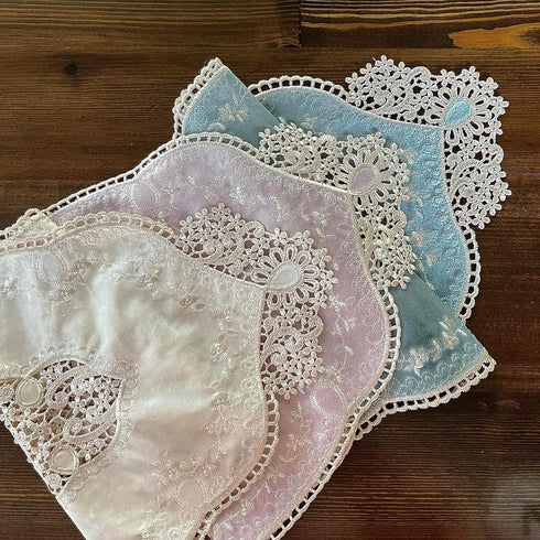Mausouca Scarf,21 14inch Retro French Oval Doilies, Elegant Velvet Table mats, Coffee Table Tablecloth, Embroidered