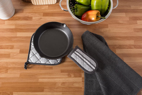 DII Double Strip Chef Kitchen Cooking & Baking Collection, 3 Piece Pan Handle Set, Mineral Gray, 6x3