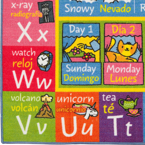 3x5 KC Cubs ABC Alphabet, Seasons, Months & Days Rug Educational Play Mat Carpet for Kids, Toddlers, Nursery