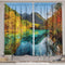 Ambesonne Landscape Kitchen Curtains, 2 Panel Set, Colorful View of 5 Flower Lake, 55" x 39", Blue and Green